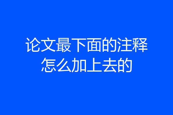 论文最下面的注释怎么加上去的