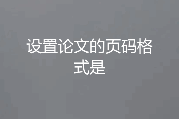 设置论文的页码格式是
