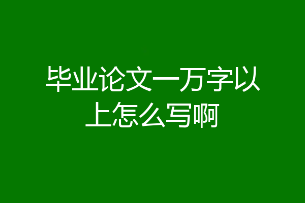 毕业论文一万字以上怎么写啊