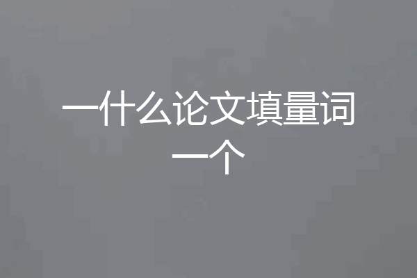 一什么论文填量词一个