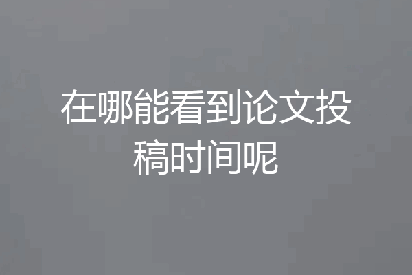 在哪能看到论文投稿时间呢