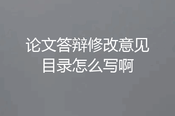 论文答辩修改意见目录怎么写啊