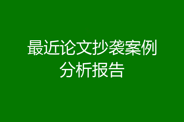 最近论文抄袭案例分析报告