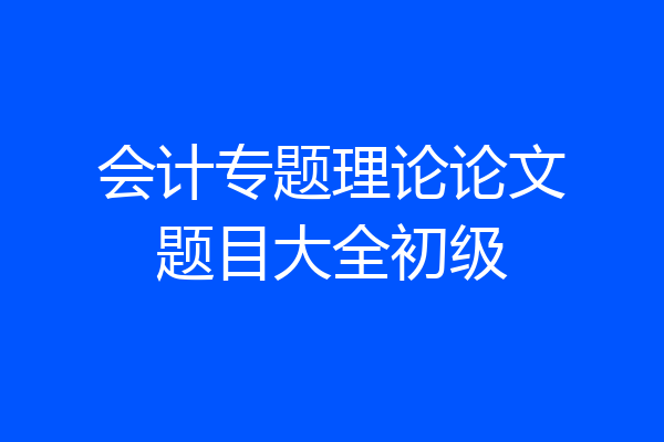 会计专题理论论文题目大全初级