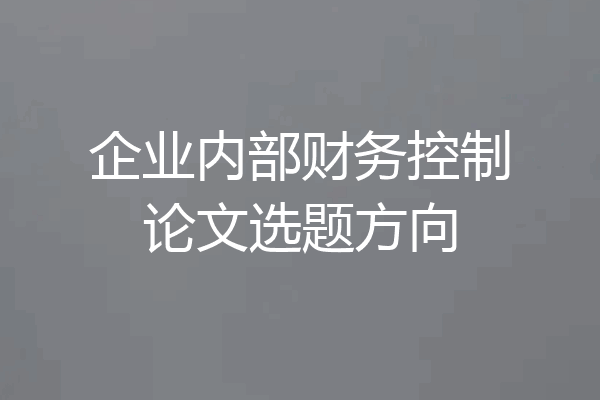 企业内部财务控制论文选题方向