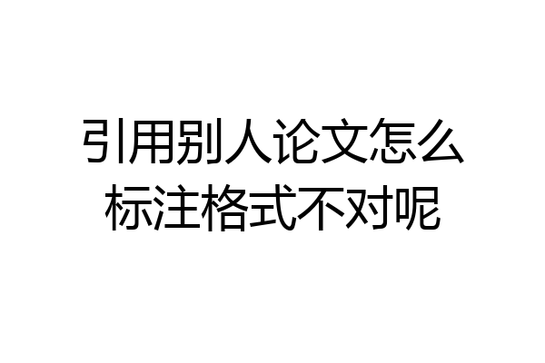 引用别人论文怎么标注格式不对呢