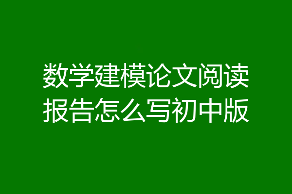 数学建模论文阅读报告怎么写初中版