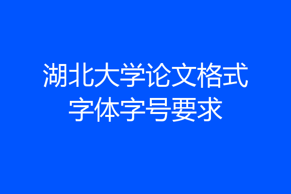 湖北大学论文格式字体字号要求