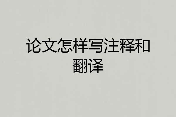 论文怎样写注释和翻译
