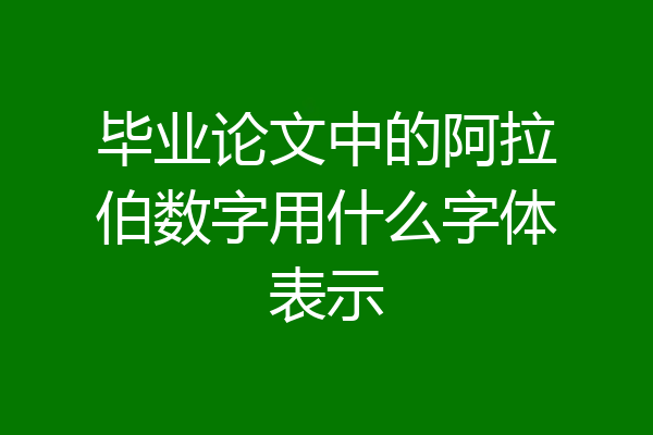 毕业论文中的阿拉伯数字用什么字体表示