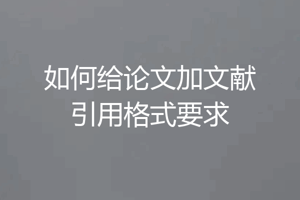 如何给论文加文献引用格式要求