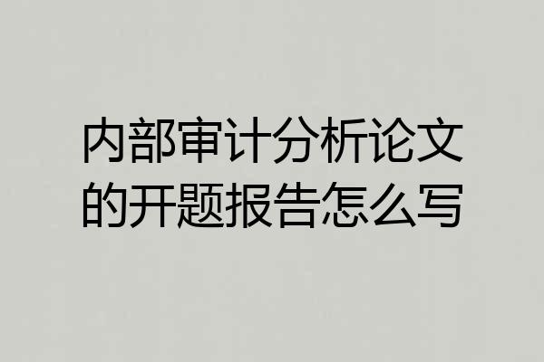 内部审计分析论文的开题报告怎么写