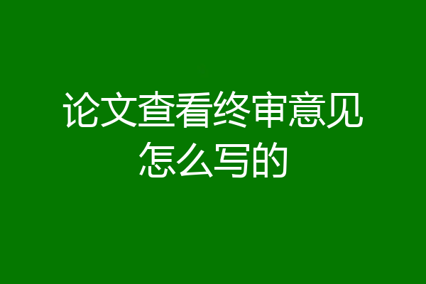 论文查看终审意见怎么写的