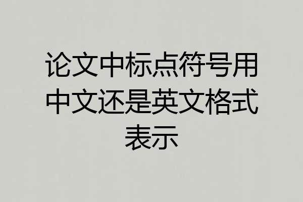 论文中标点符号用中文还是英文格式表示