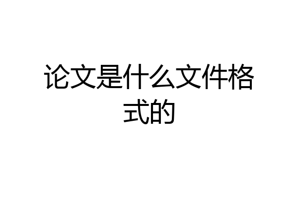 论文是什么文件格式的