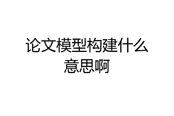 论文模型构建什么意思啊