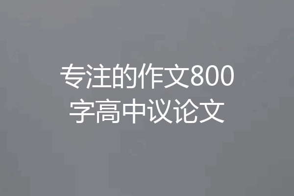 专注的作文800字高中议论文