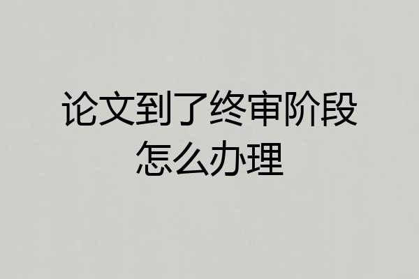 论文到了终审阶段怎么办理