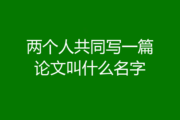 两个人共同写一篇论文叫什么名字
