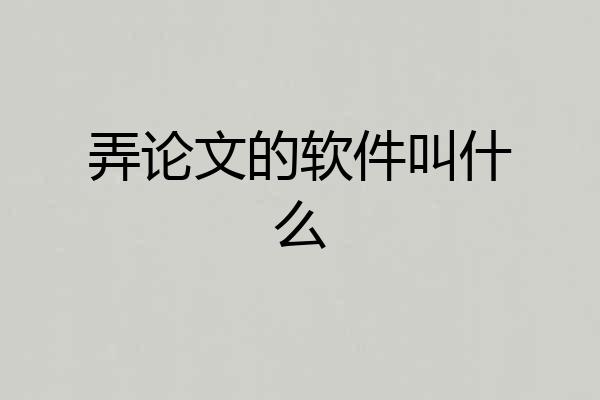 弄论文的软件叫什么