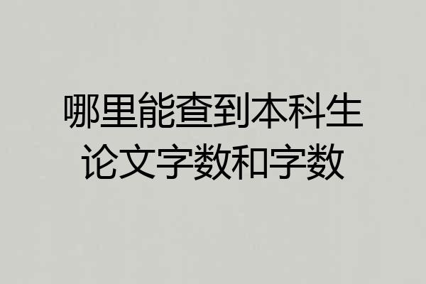 哪里能查到本科生论文字数和字数