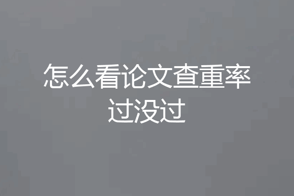怎么看论文查重率过没过