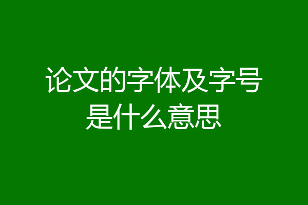 论文的字体及字号是什么意思