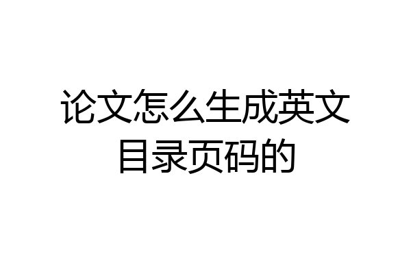 论文怎么生成英文目录页码的