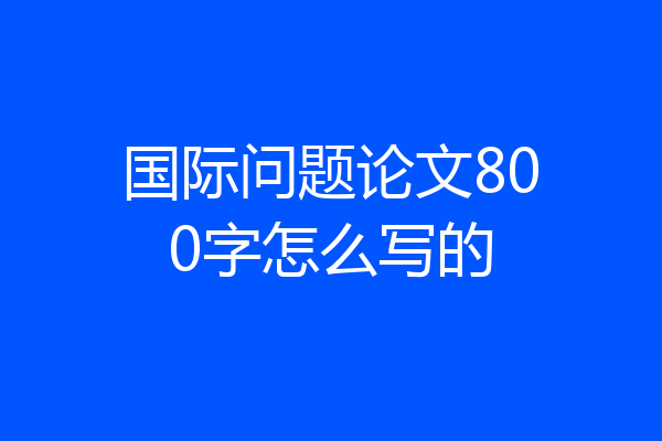 国际问题论文800字怎么写的