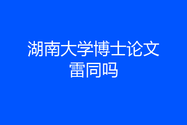 湖南大学博士论文雷同吗