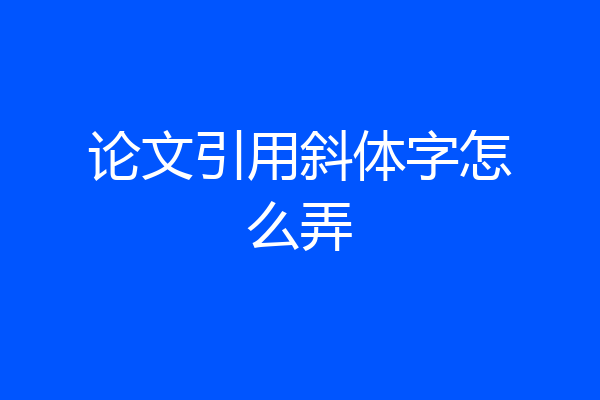 论文引用斜体字怎么弄