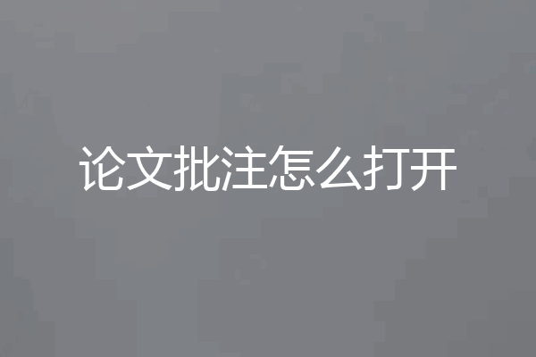 论文批注怎么打开