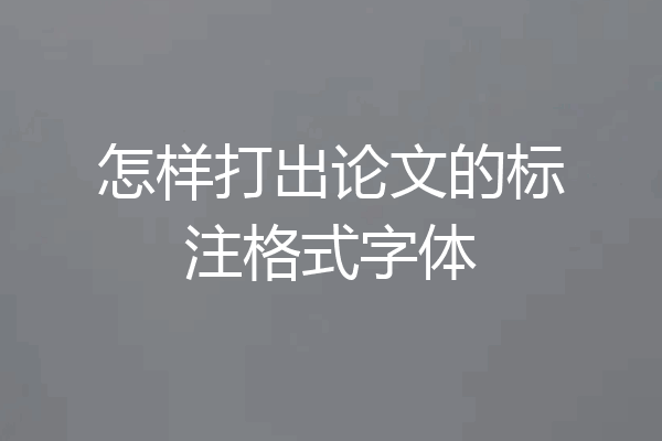 怎样打出论文的标注格式字体