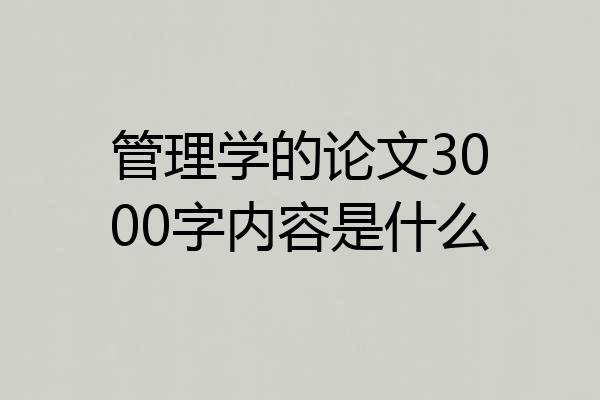 管理学的论文3000字内容是什么