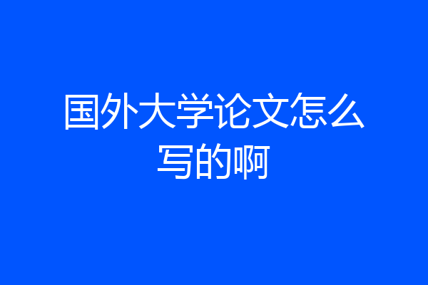 国外大学论文怎么写的啊