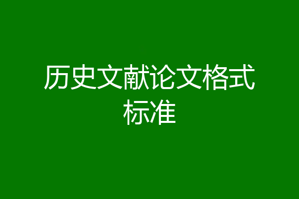 历史文献论文格式标准