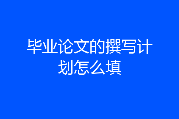 毕业论文的撰写计划怎么填
