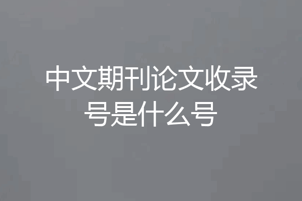 中文期刊论文收录号是什么号