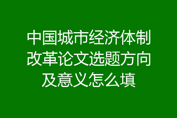 中国城市经济体制改革论文选题方向及意义怎么填