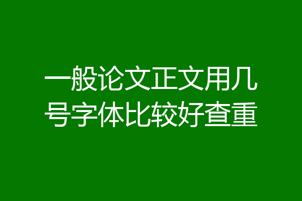 一般论文正文用几号字体比较好查重