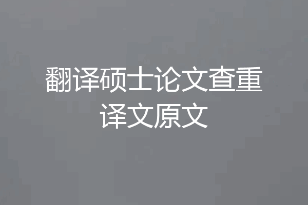 翻译硕士论文查重译文原文