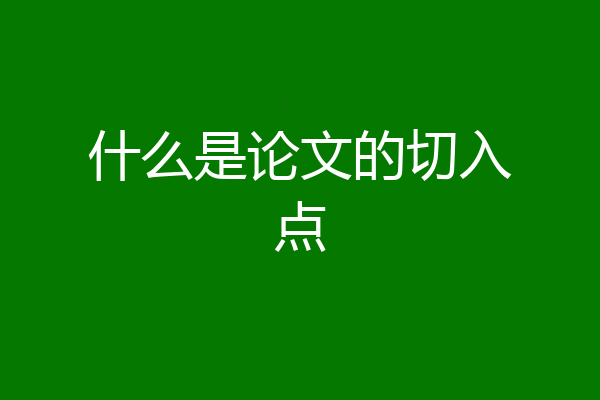 什么是论文的切入点