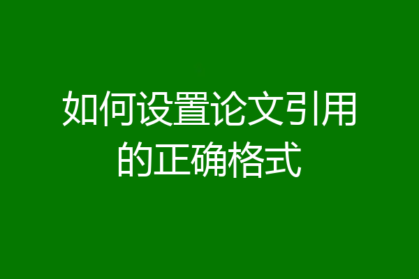 如何设置论文引用的正确格式