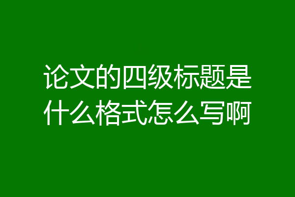 论文的四级标题是什么格式怎么写啊