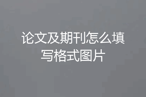 论文及期刊怎么填写格式图片