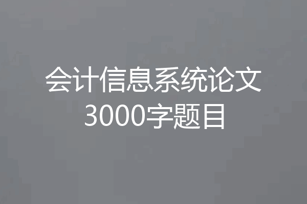 会计信息系统论文3000字题目