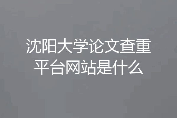 沈阳大学论文查重平台网站是什么