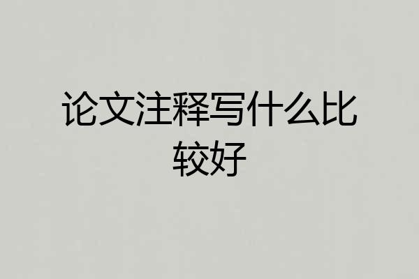 论文注释写什么比较好