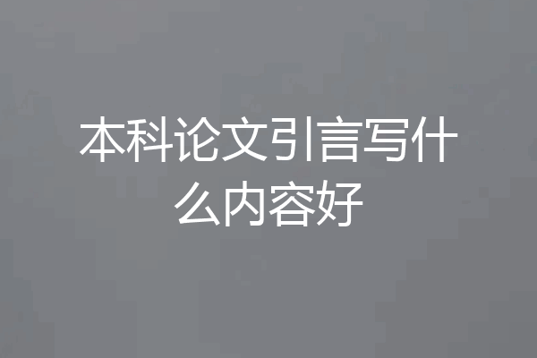 本科论文引言写什么内容好