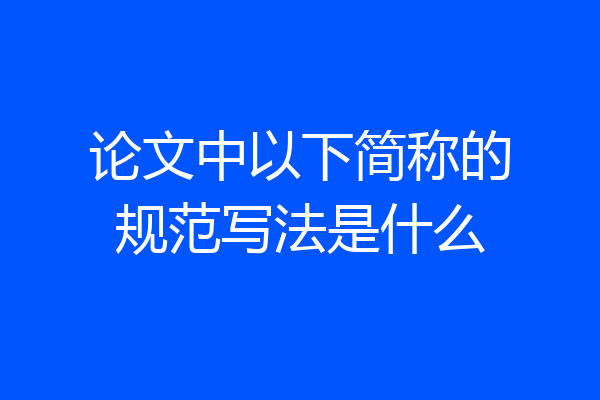 论文中以下简称的规范写法是什么